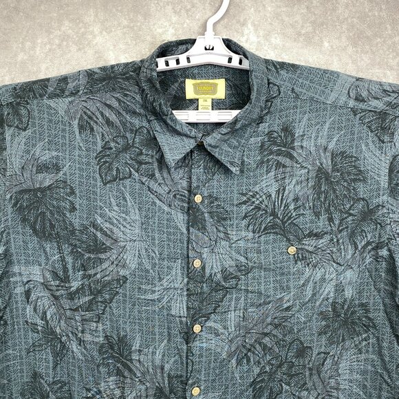 The Foundry Floral Button Shirt Mens 2XL XXL Gray/Charcoal Rayon Hawaiian Camp - Picture 4 of 8